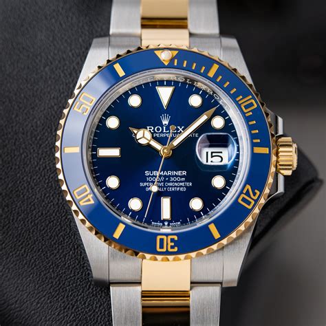 blue and gold rolex submariner price|Rolex Submariner two tone price.